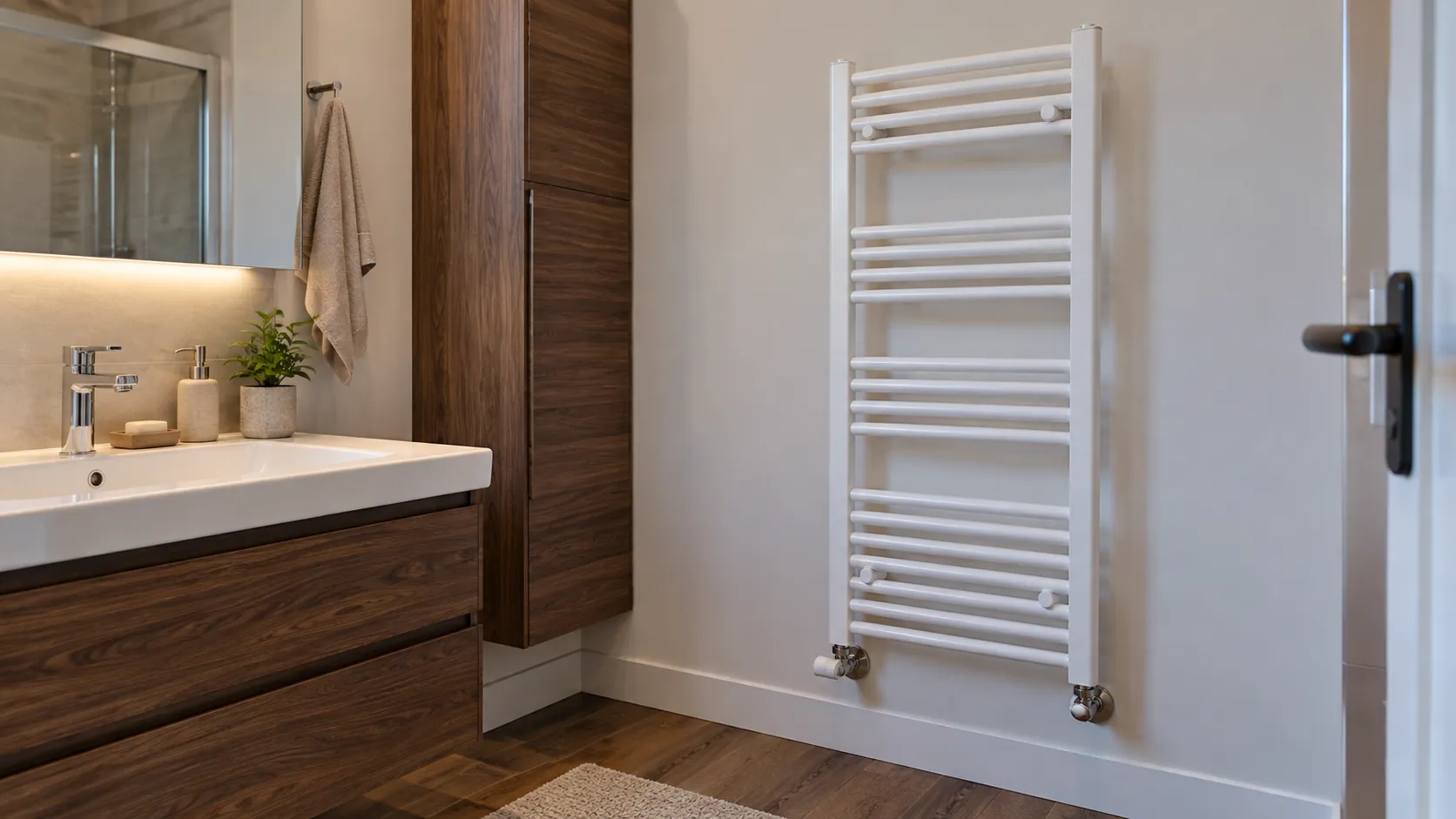 Banyo duvarındaki havlupan radyatör
